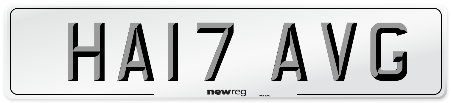 HA17 AVG Number Plate from New Reg